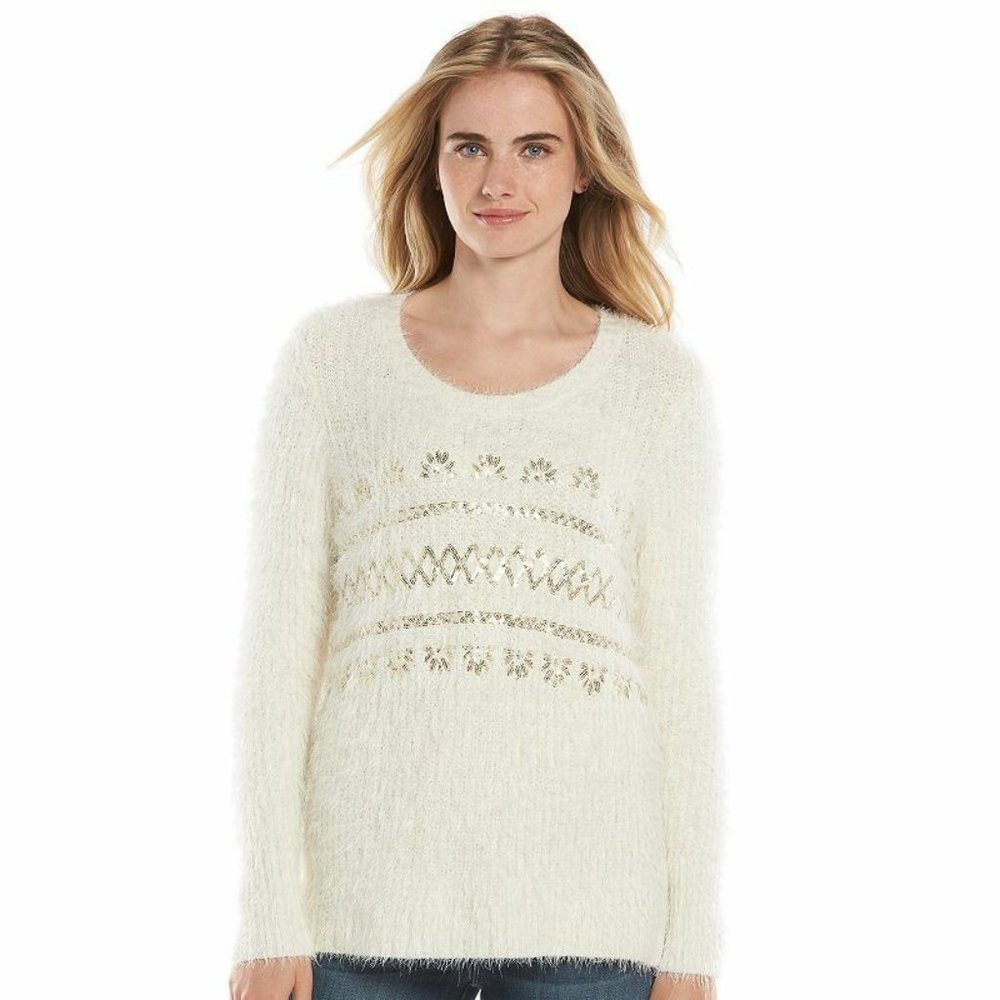 LC Lauren Conrad Eyelash Scoopneck Tunic Sweater